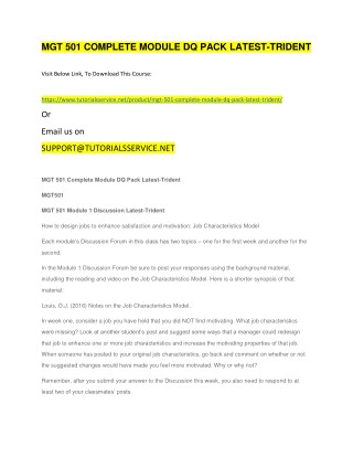 MGT 501 COMPLETE MODULE DQ PACK LATEST-TRIDENT