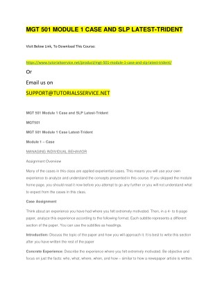 MGT 501 MODULE 1 CASE AND SLP LATEST-TRIDENT