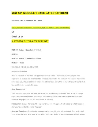 MGT 501 MODULE 1 CASE LATEST-TRIDENT