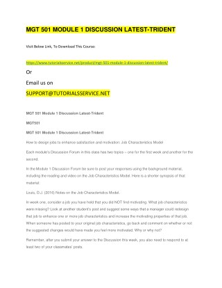 MGT 501 MODULE 1 DISCUSSION LATEST-TRIDENT