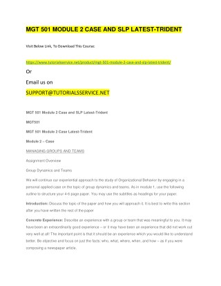 MGT 501 MODULE 2 CASE AND SLP LATEST-TRIDENT