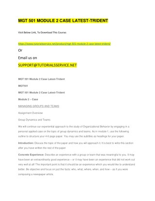 MGT 501 MODULE 2 CASE LATEST-TRIDENT