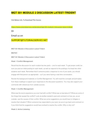 MGT 501 MODULE 2 DISCUSSION LATEST-TRIDENT