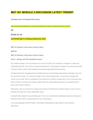 MGT 501 MODULE 3 DISCUSSION LATEST-TRIDENT