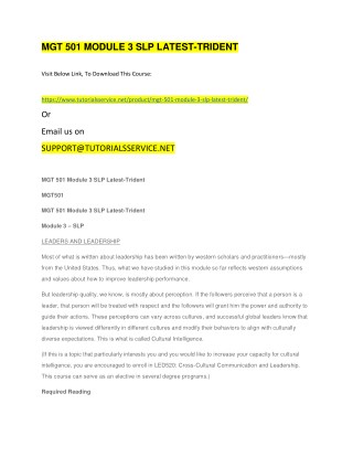 MGT 501 MODULE 3 SLP LATEST-TRIDENT