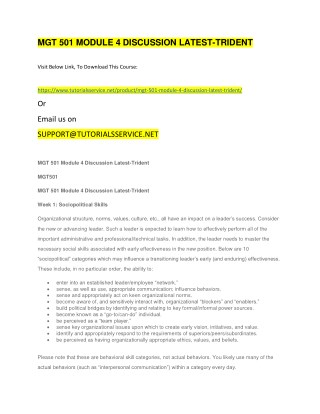 MGT 501 MODULE 4 DISCUSSION LATEST-TRIDENT