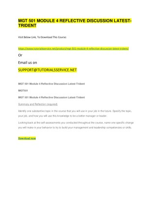 MGT 501 MODULE 4 REFLECTIVE DISCUSSION LATEST-TRIDENT