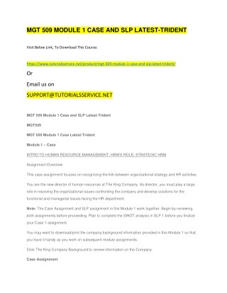 MGT 509 MODULE 1 CASE AND SLP LATEST-TRIDENT