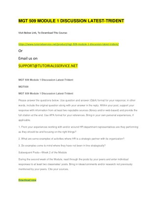 MGT 509 MODULE 1 DISCUSSION LATEST-TRIDENT