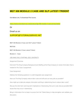 MGT 509 MODULE 2 CASE AND SLP LATEST-TRIDENT
