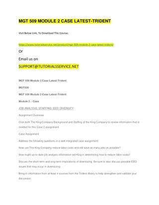 MGT 509 MODULE 2 CASE LATEST-TRIDENT