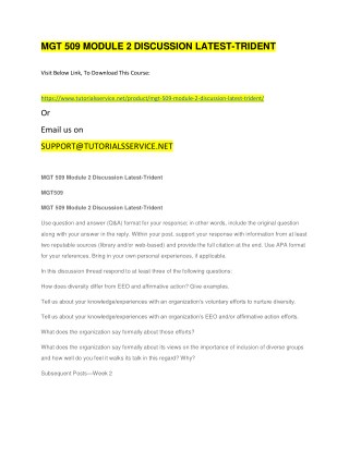 MGT 509 MODULE 2 DISCUSSION LATEST-TRIDENT