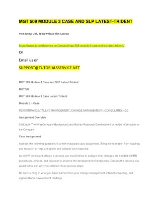 MGT 509 MODULE 3 CASE AND SLP LATEST-TRIDENT