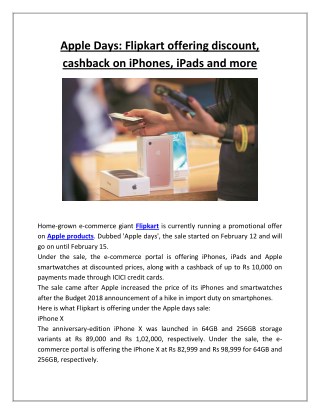 Apple days flipkart offering discount, cashback on iphones, ipads and more