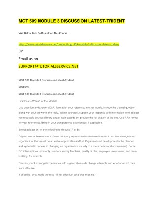 MGT 509 MODULE 3 DISCUSSION LATEST-TRIDENT