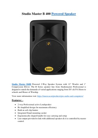 Studio Master B 400 Powered Speaker