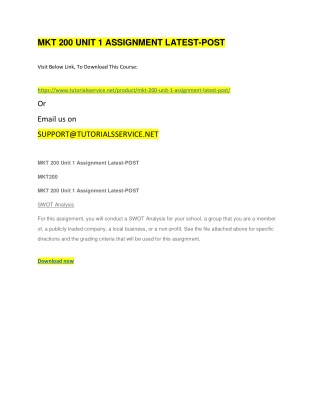 MKT 200 UNIT 1 ASSIGNMENT LATEST-POST