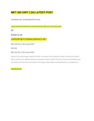 MKT 200 UNIT 2 DQ LATEST-POST