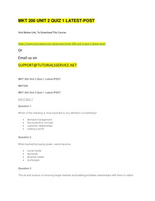 MKT 200 UNIT 2 QUIZ 1 LATEST-POST
