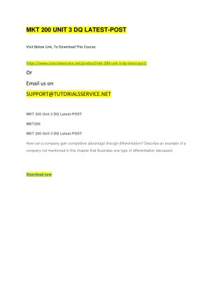 MKT 200 UNIT 3 DQ LATEST-POST
