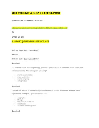 MKT 200 UNIT 4 QUIZ 2 LATEST-POST