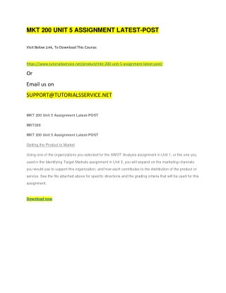 MKT 200 UNIT 5 ASSIGNMENT LATEST-POST