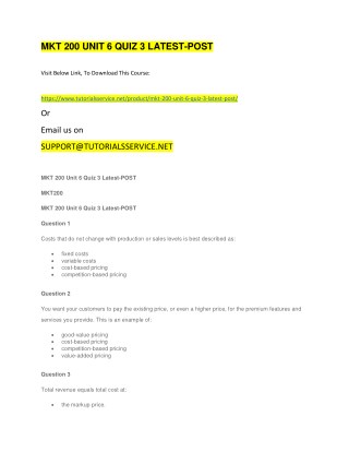 MKT 200 UNIT 6 QUIZ 3 LATEST-POST