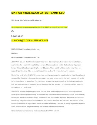 MKT 435 FINAL EXAM LATEST-SAINT LEO