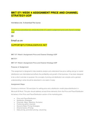 MKT 571 WEEK 4 ASSIGNMENT PRICE AND CHANNEL STRATEGY-UOP