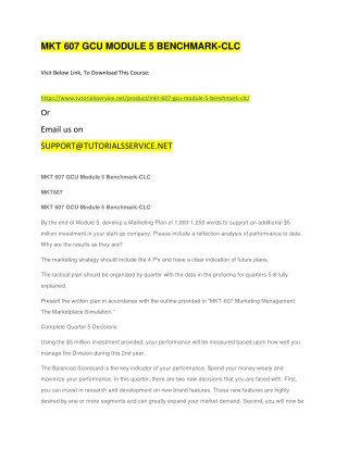 MKT 607 GCU MODULE 5 BENCHMARK-CLC