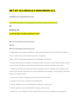 MKT 607 GCU MODULE 8 BENCHMARK-CLC