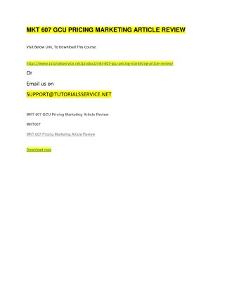 MKT 607 GCU PRICING MARKETING ARTICLE REVIEW
