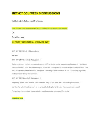 MKT 607 GCU WEEK 5 DISCUSSIONS