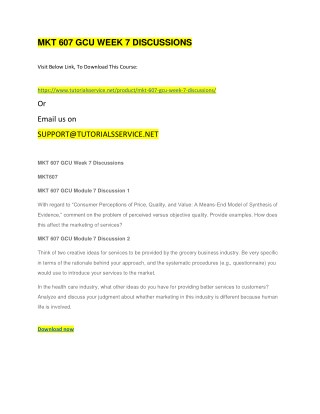 MKT 607 GCU WEEK 7 DISCUSSIONS