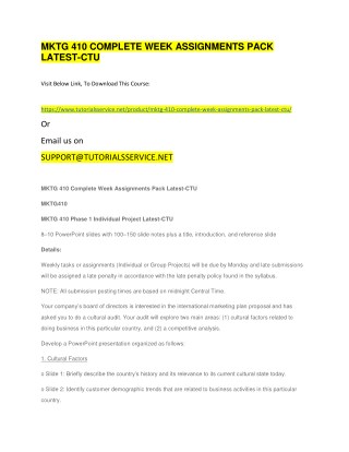 MKTG 410 COMPLETE WEEK ASSIGNMENTS PACK LATEST-CTU