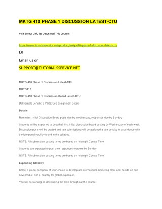 MKTG 410 PHASE 1 DISCUSSION LATEST-CTU