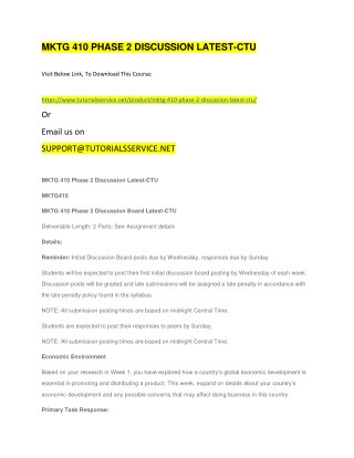MKTG 410 PHASE 2 DISCUSSION LATEST-CTU