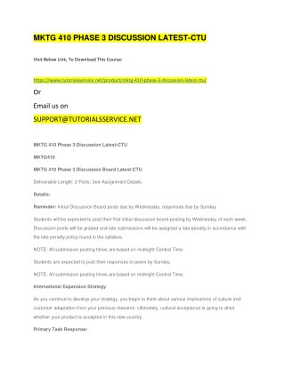 MKTG 410 PHASE 3 DISCUSSION LATEST-CTU