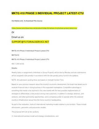 MKTG 410 PHASE 3 INDIVIDUAL PROJECT LATEST-CTU