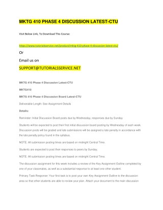 MKTG 410 PHASE 4 DISCUSSION LATEST-CTU