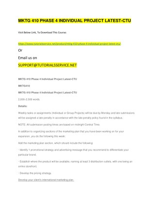MKTG 410 PHASE 4 INDIVIDUAL PROJECT LATEST-CTU