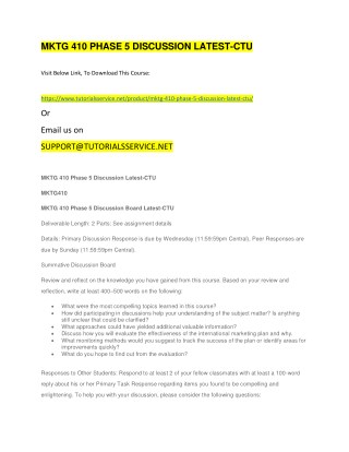 MKTG 410 PHASE 5 DISCUSSION LATEST-CTU