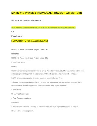 MKTG 410 PHASE 5 INDIVIDUAL PROJECT LATEST-CTU
