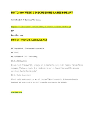 MKTG 410 WEEK 2 DISCUSSIONS LATEST-DEVRY