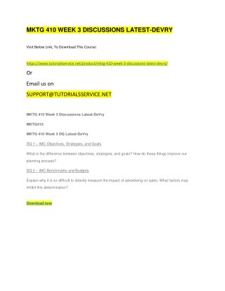 MKTG 410 WEEK 3 DISCUSSIONS LATEST-DEVRY