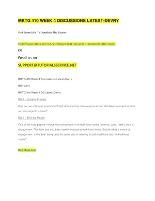MKTG 410 WEEK 4 DISCUSSIONS LATEST-DEVRY