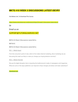 MKTG 410 WEEK 5 DISCUSSIONS LATEST-DEVRY