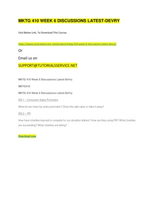 MKTG 410 WEEK 6 DISCUSSIONS LATEST-DEVRY