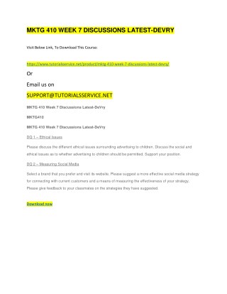 MKTG 410 WEEK 7 DISCUSSIONS LATEST-DEVRY