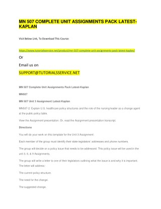 MN 507 COMPLETE UNIT ASSIGNMENTS PACK LATEST-KAPLAN